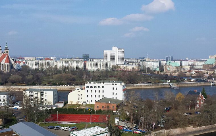 Blick über die nördliche Innenstadt von Magdeburg.