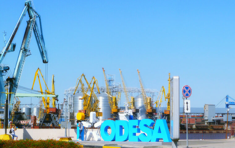 Blick auf den Hafen von Odesa in der Ukraine
