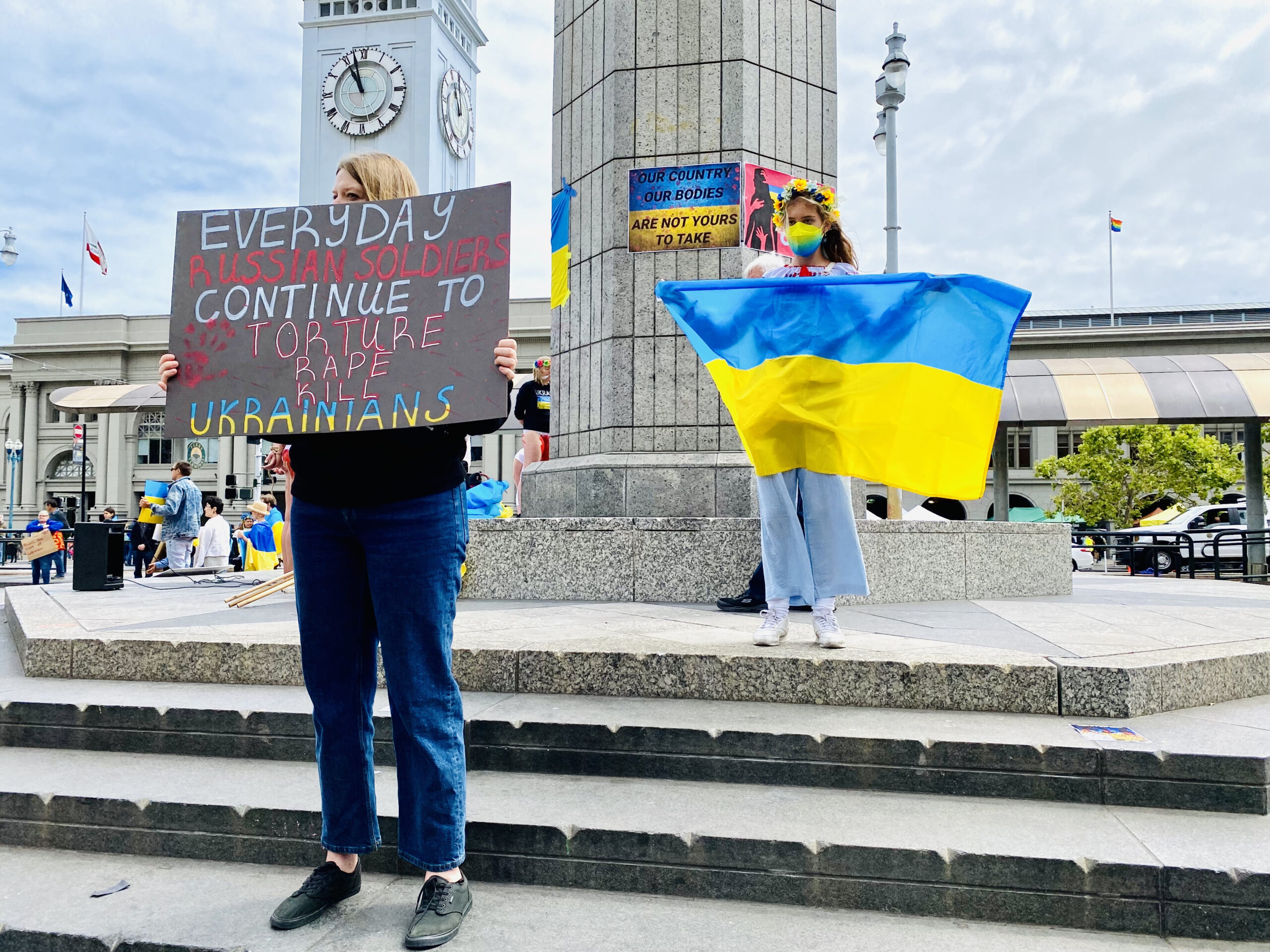 Protest gegen sexualisierte Gewalt russischer Soldaten in der Ukraine, San Francisco, 28. Mai 2022.